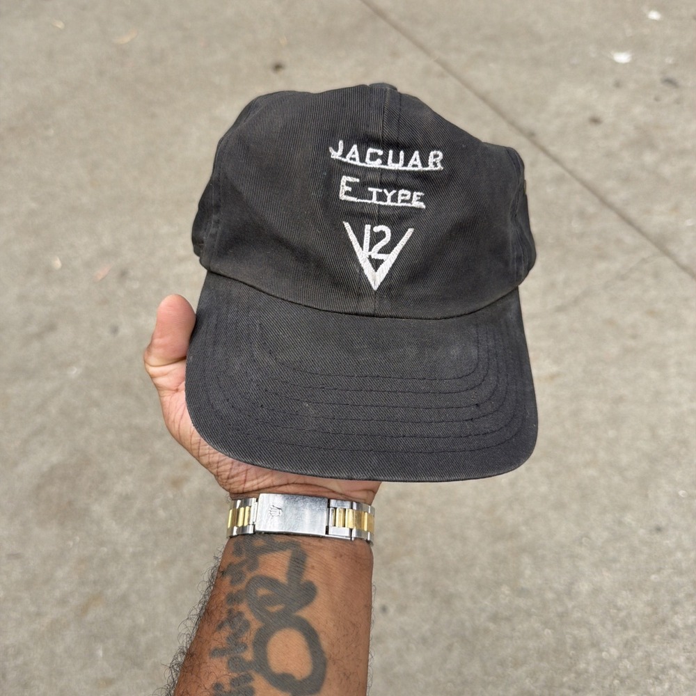 Vintage Jaguar E Type V12 Made In USA Official Strapback Hat Black Adjustable